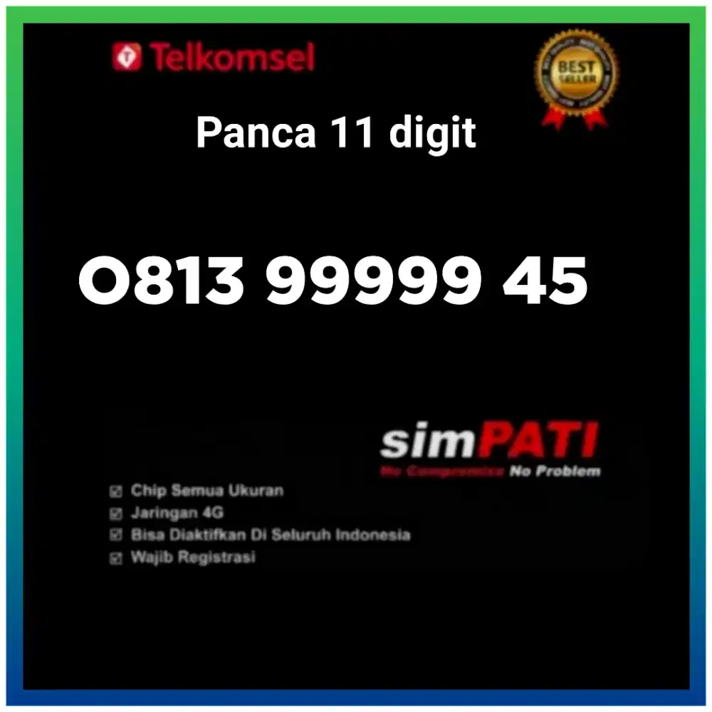 Baju nomor Cantik simpati Telkomsel 11 digit angka super
