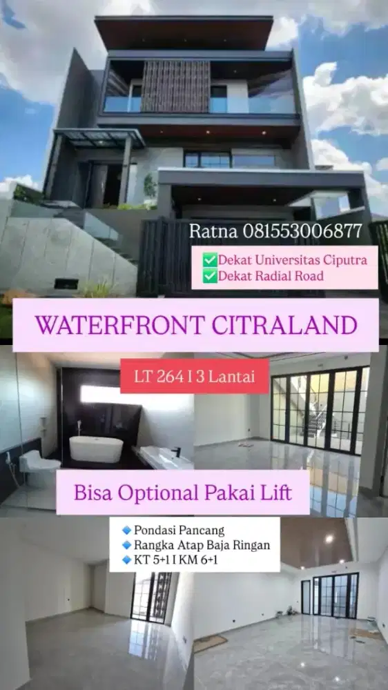 Dijual Rumah Mewah  3Lantai, ada Rooftop di Citraland