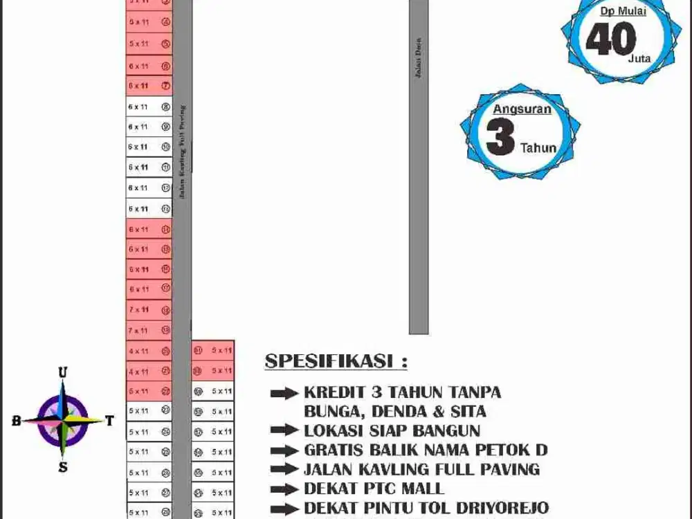 Tanah Kavling Murah siap Bangun di Laban Wetan, Menganti, Gresik