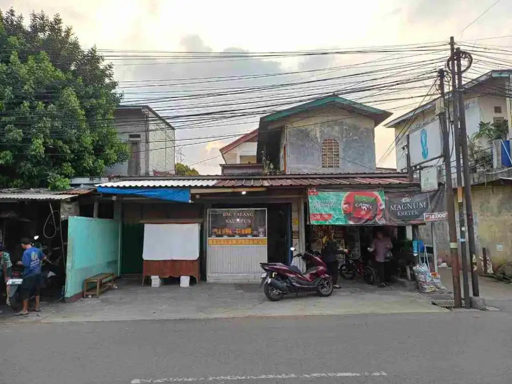 Rumah strategis pinggir jalan raya mustika sari 2 lantai LT 392 +3 kios+lahan