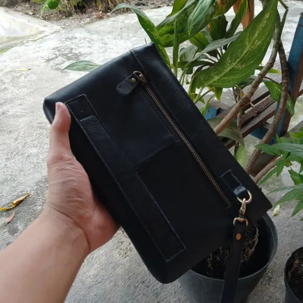Gratis ongkir pouch bag tas tangan kulit sapi asli