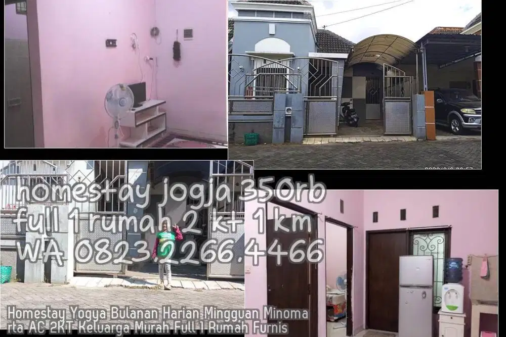 Homestay Yogya Bulanan Harian Mingguan Minomarta AC 2KT Keluarga Murah