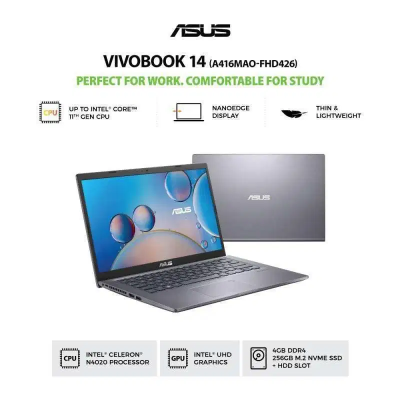 ASUS VivoBook A416MAO FHD 14” | Celeron N4020 | 4GB | 256GB SSD | OHS