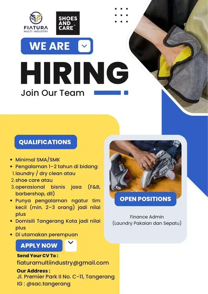 Lowongan Kerja Admin Keuangan (Finance Admin) Wanita