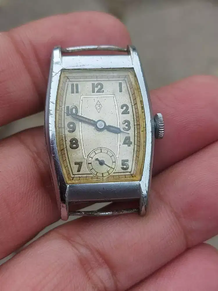 Jam tangan vintage art Deco military 3 manual wind