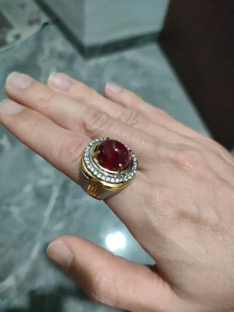 Cincin Batu permata Ruby Antik mewah