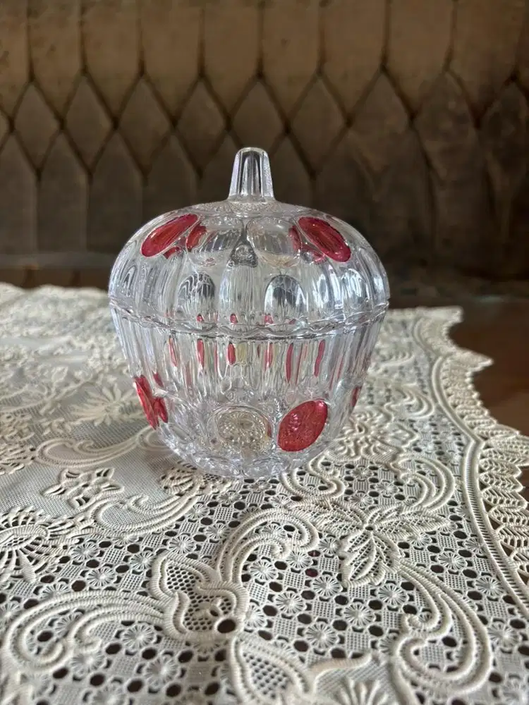 Vintage Riccardo Japan Rounded Glass Candy Dish Krystal Kristal Toples