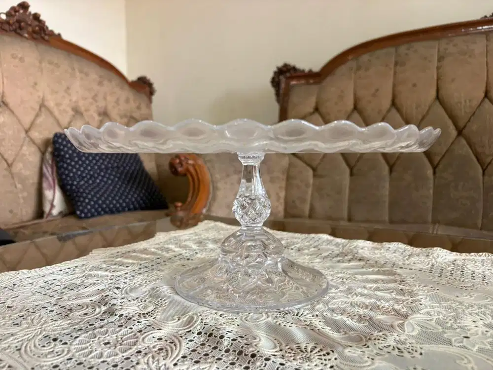 Stand Kue/Compote Kaca Krystal Press Vintage