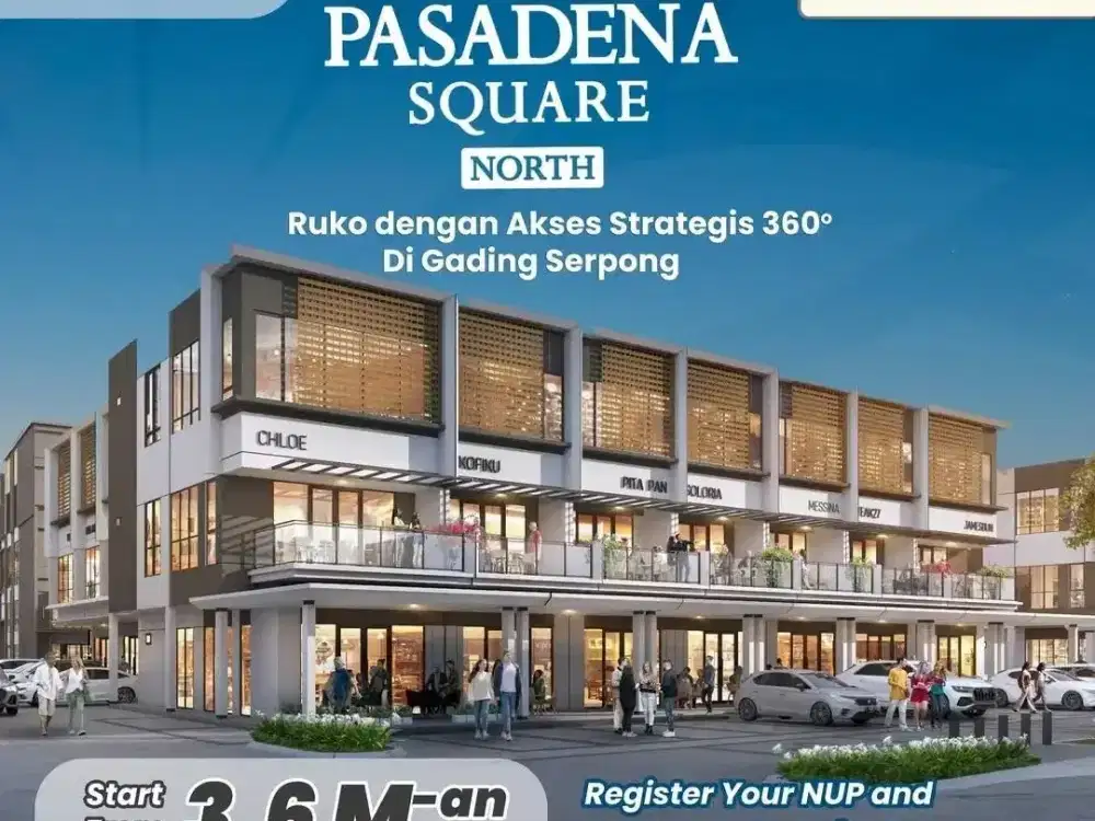 DIJUAL RUKO PASADENA NORTH SQUARE 2 DI JANTUNG KOTA GADING SERPONG ROW 50METER!!