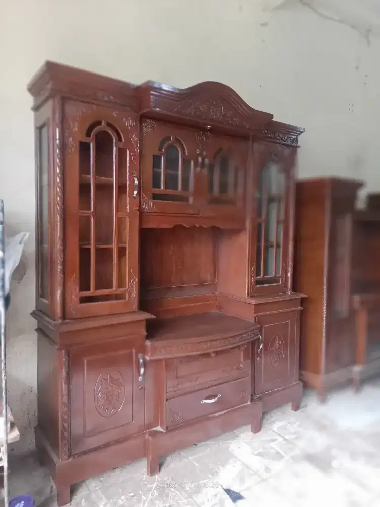 Bufet tumpuk full kayu jati bekas dah melamin berat