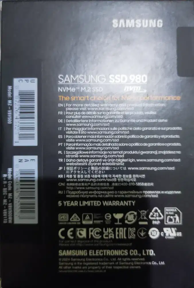 Ssd Samsung nvm3 980 500gb