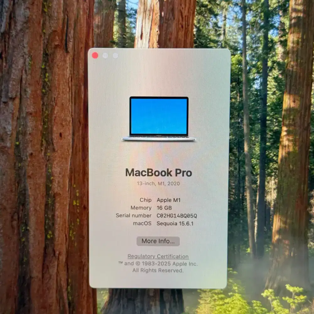 Macbook Pro M1 13 inch Ram 16 Ssd 256 Full set Silver buat desain edit