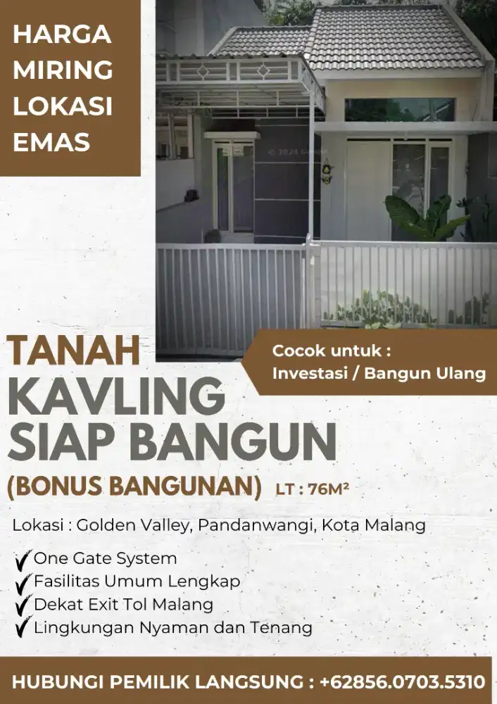 Dijual Cepat Tanah Kavling Bonus Bangunan