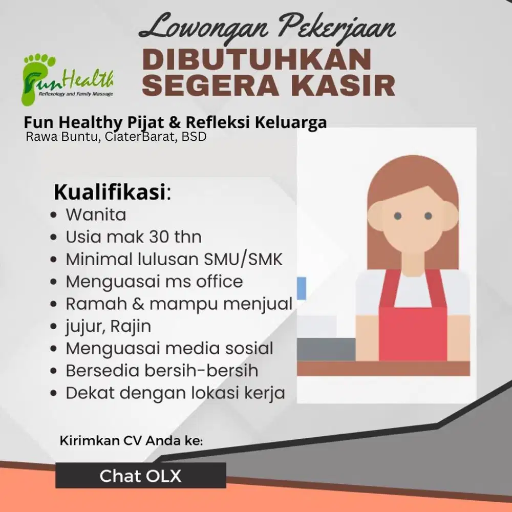 LOWONGAN KASIR WANITA BSD– SEGERA