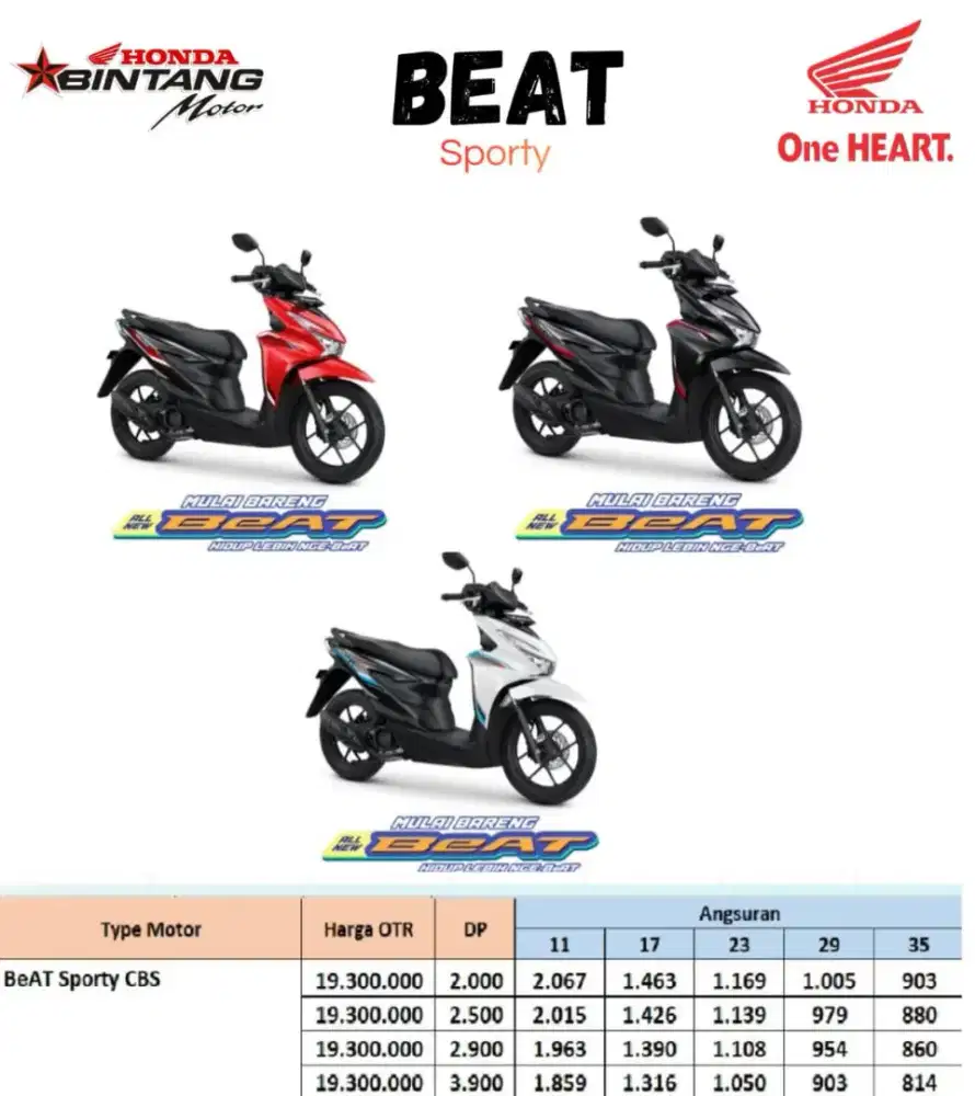 promo honda beat DP 400.000