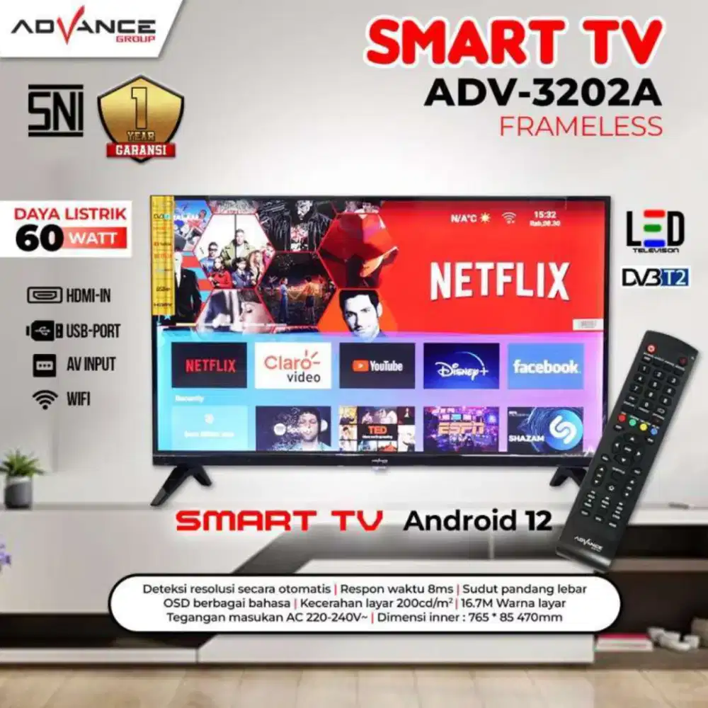TERMURAH SMART TV ADVAN 32 INCH TIPE 3202A BARU SEGEL GARANSI RESMI