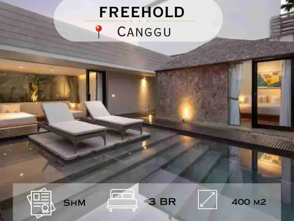 Dijual Villa Tropis Freehold 3 Kamar di Nelayan Beach Canggu
