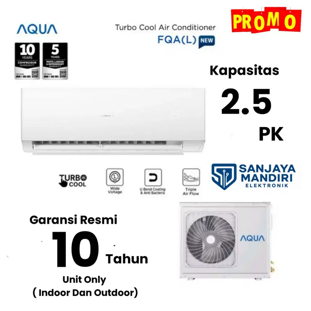 AQUA AC SPLIT STANDART 2.5 PK AQAKR25FQAL Turbo Cooling Triple Airflow
