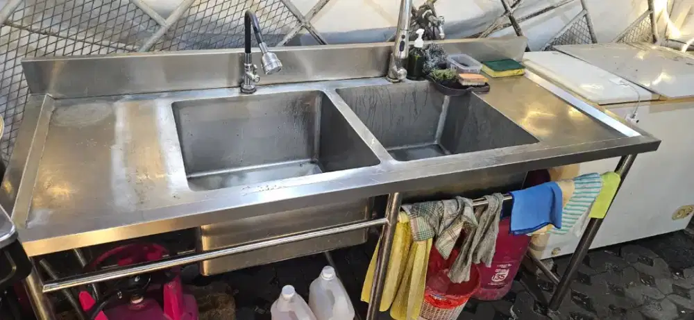 Zink 2 lobang stainless+ greese trap