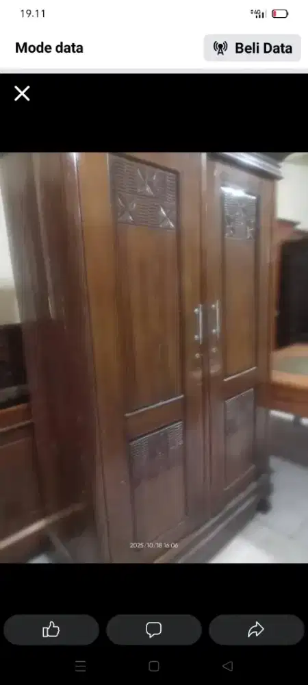Lemari kayu jati pintu 2 baju.pakaian. bekas dah melamin