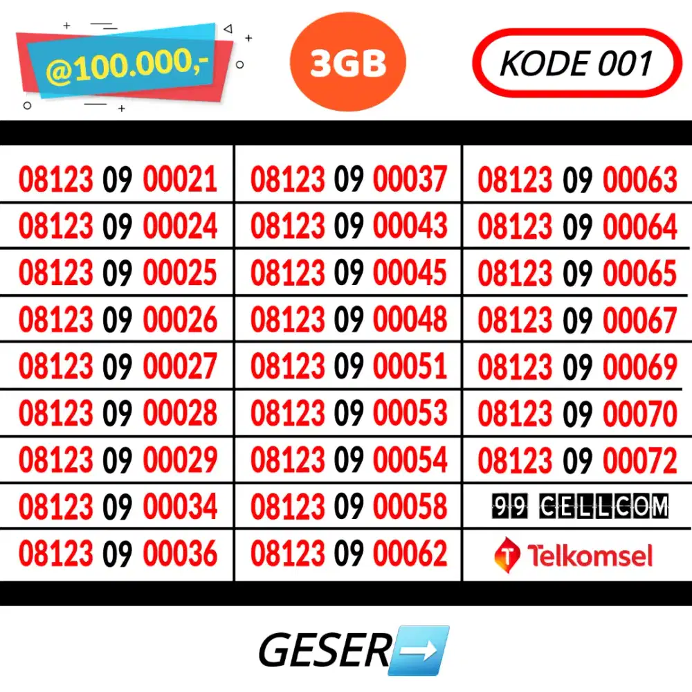 Nomor Cantik Simpati Murah Rapi Perdana Telkomsel 4G/5G 3GB