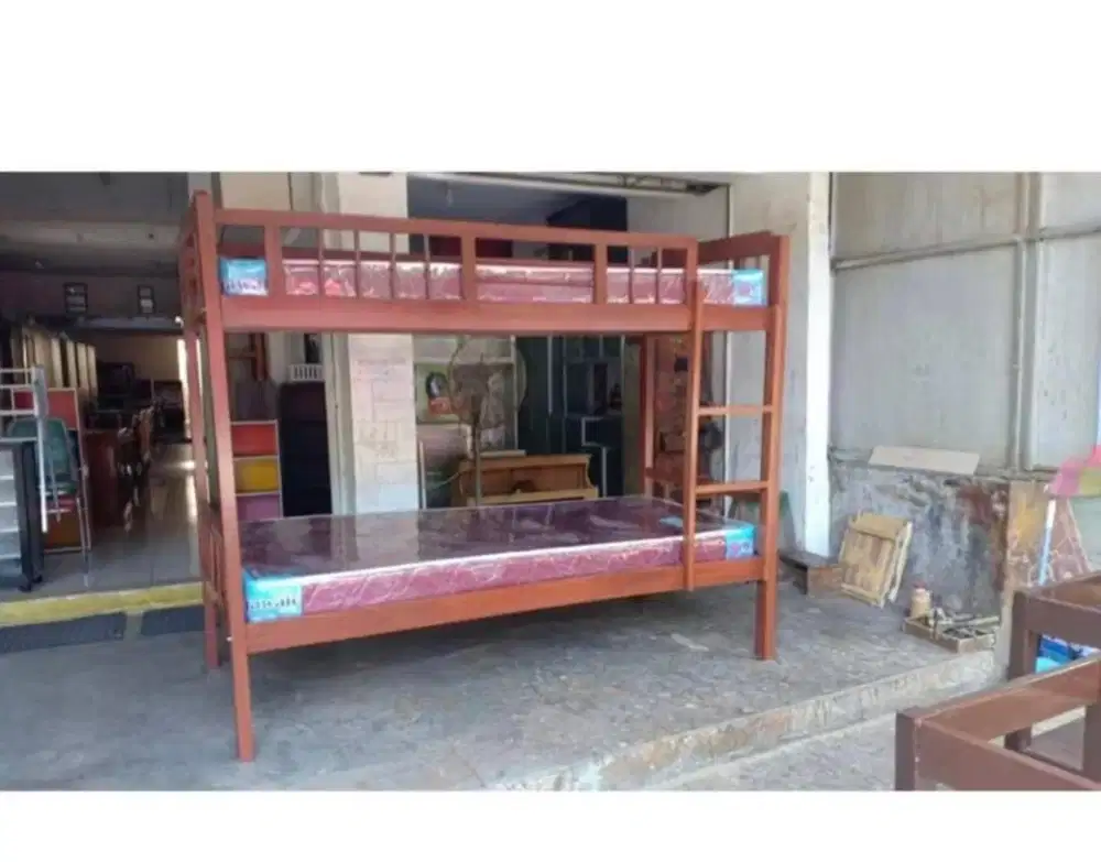 Dipan / Ranjang susun Kayu Ukuran 120 x 200 + 2 pcs Tripleks 6mm