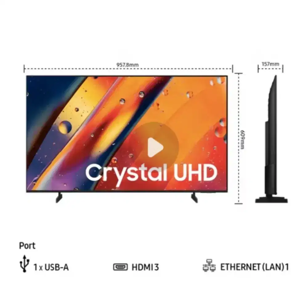 Samsung 43 SmartTV Crystal UHD 4K Netflix YouTube Digital BARU