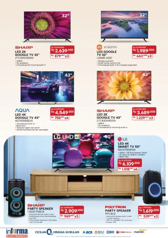 Ready stok tv sharp 32 inc google tv