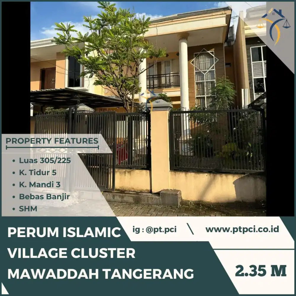 DIJUAL RUMAH DI PERUM ISLAMIC VILLAGE CLUSTER MAWADDAH TANGERANG