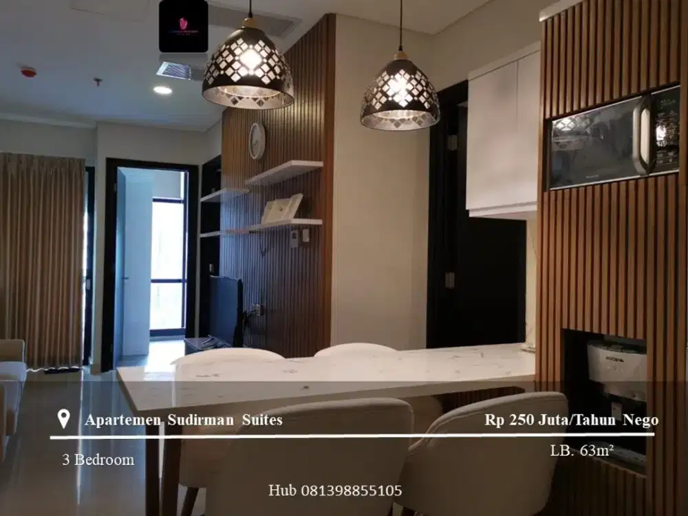 Disewakan Apartement Sudirman Suites Mid Floor 3BR Full Furnished