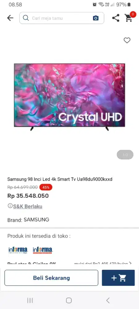 PROMO KREDIT SAMSUNG 98 INC LED 4K SMART TV