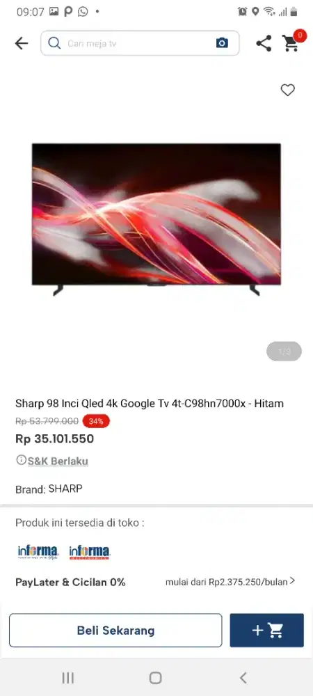 Sharp google tv 98inch