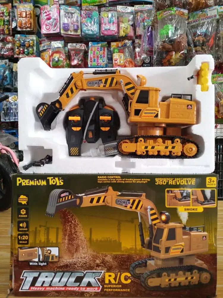 mainan anak rc excavator bego asap 11chanel