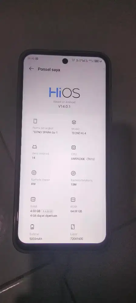 Di jual BU cepat hp Tecno spark go 1, ram 4+4/64, mulus, lokasi jakpus