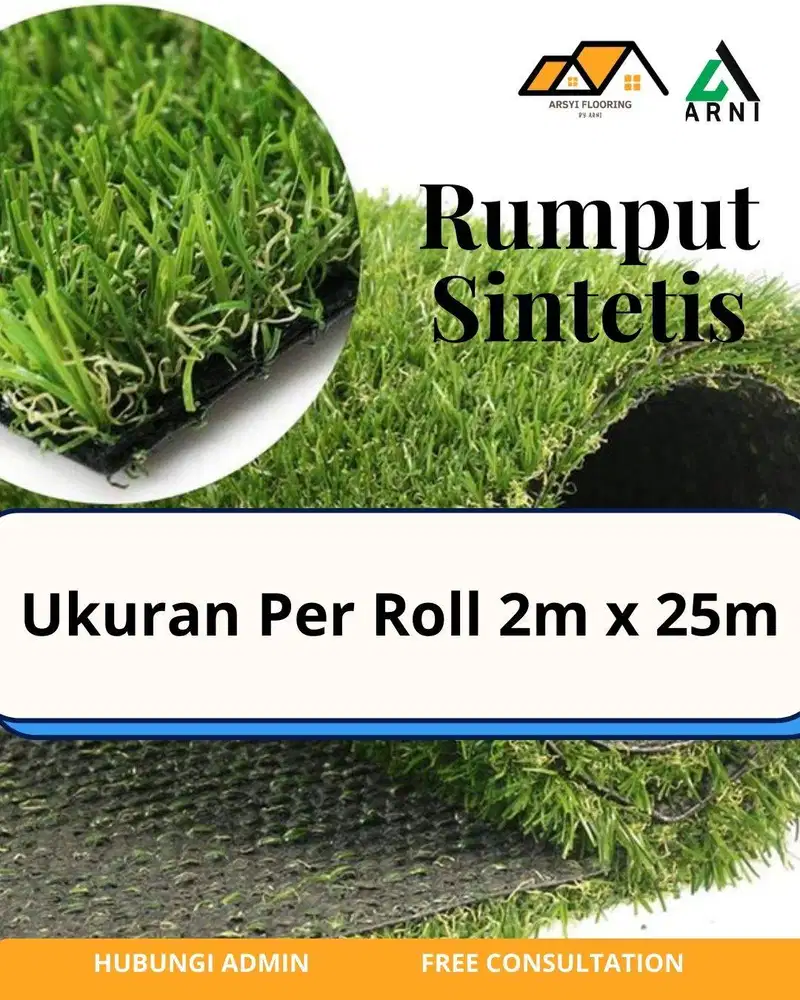 RUMPUT SINTETIS LAIV UK.2m x 25m| ANTI AIR DAN TAHAN UV