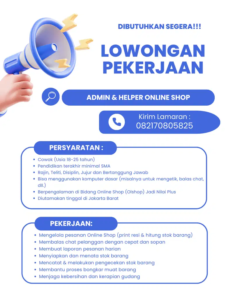ADMIN & HELPER ONLINE SHOP
