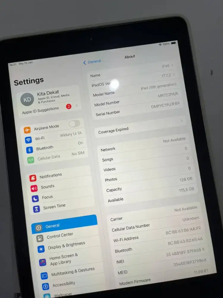 Ex IBOX ipad 6 128 GB wifi cellular