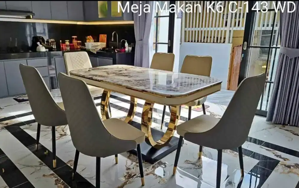 Meja Makan Batu Alam Marmer / Meja makan mewah