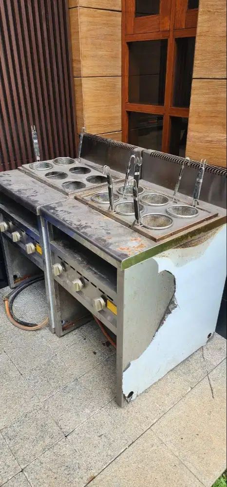 Kompor Pemasak Mie/Noodle Boiler Gas Stainless Steel 3 Tungku