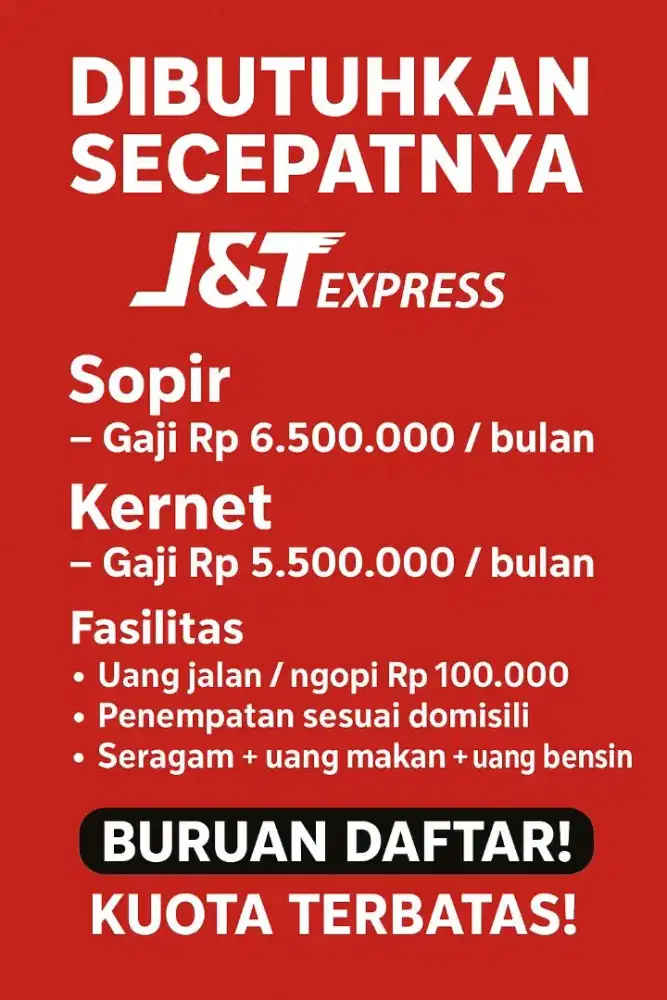 Dibutuhkan secepatnya driver J&T