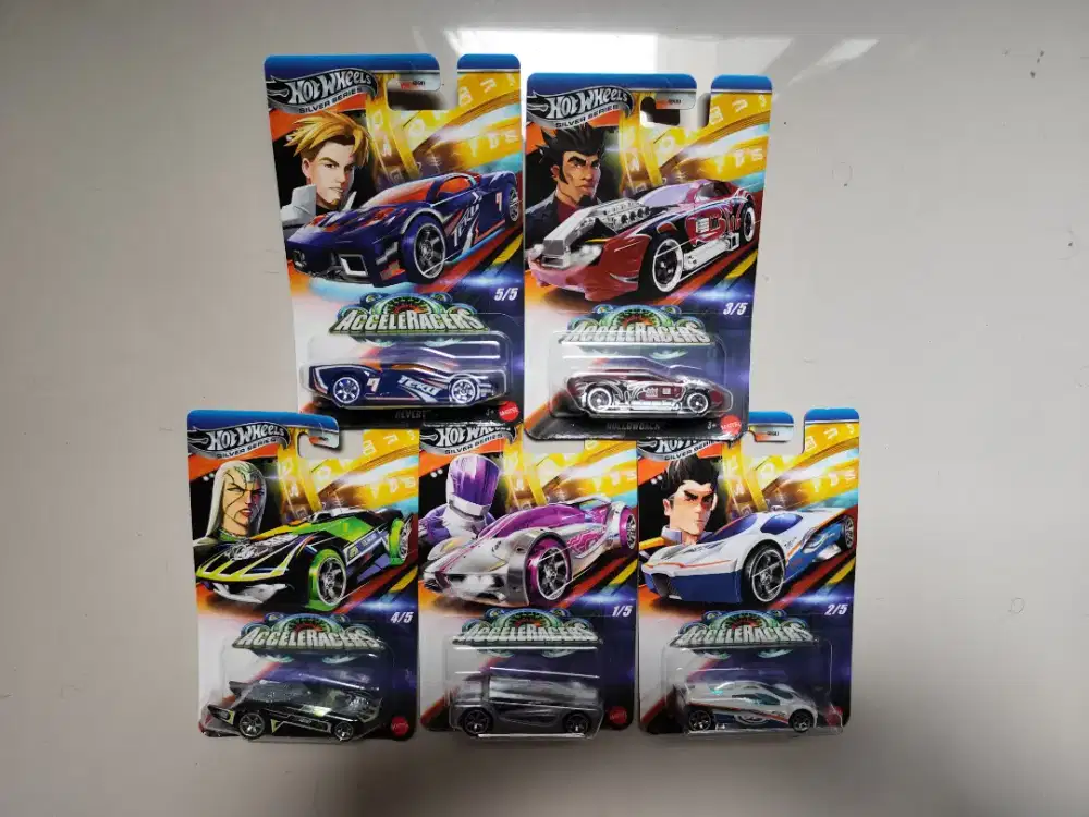 Hot wheels Acceleracers Silver Series Lengkap 5 Pcs | New Sealed