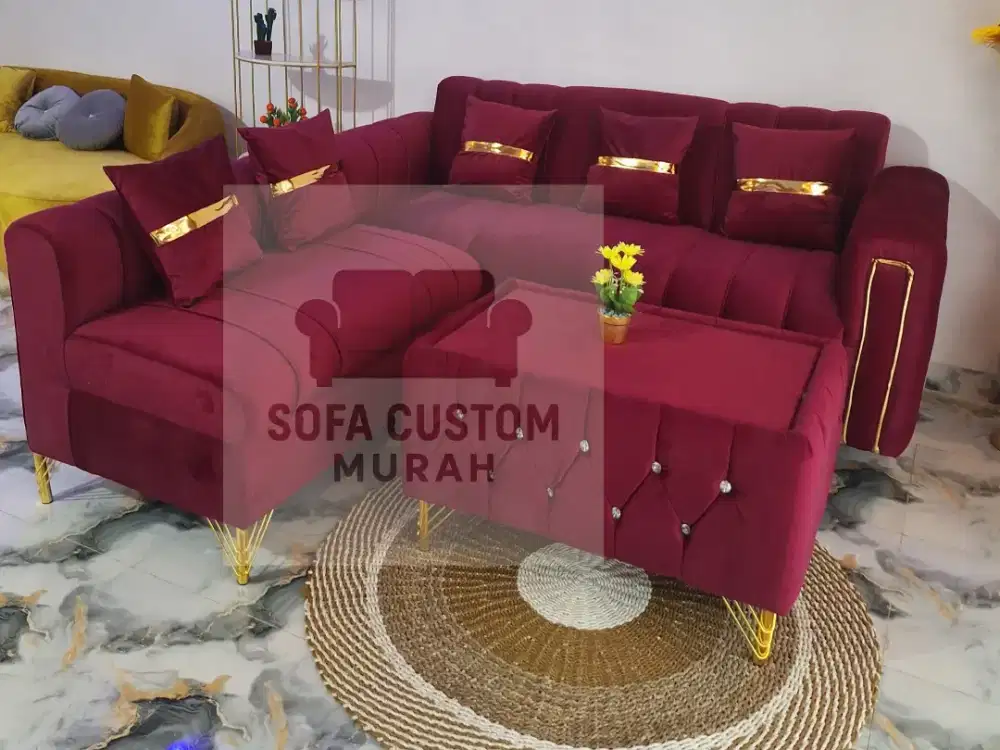 Ready stok
Sofa aura list gold meja smoke