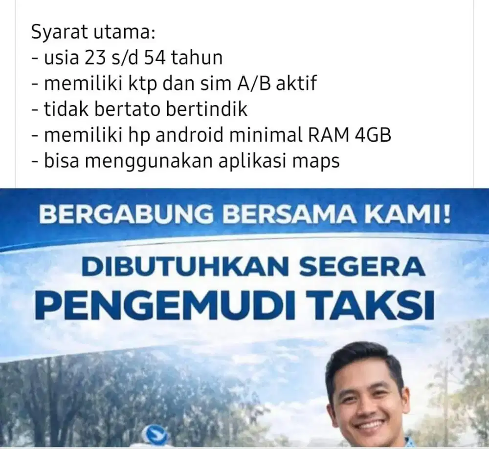 di butuhkan banyak pengemudi