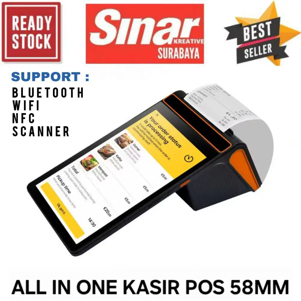 MESIN KASIR ANDROID PORTABLE PRINTER 58MM BLUETOOTH WIFI NFC SCANNER