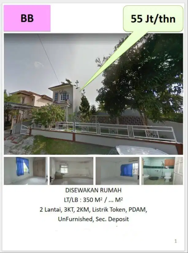 Di sewakan rumah murah 2 lt di balikpapan baru vancouver