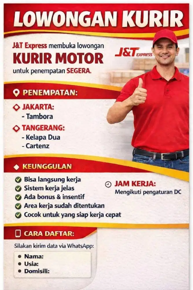 Langsung Kerja! Lowongan – Kurir Motor