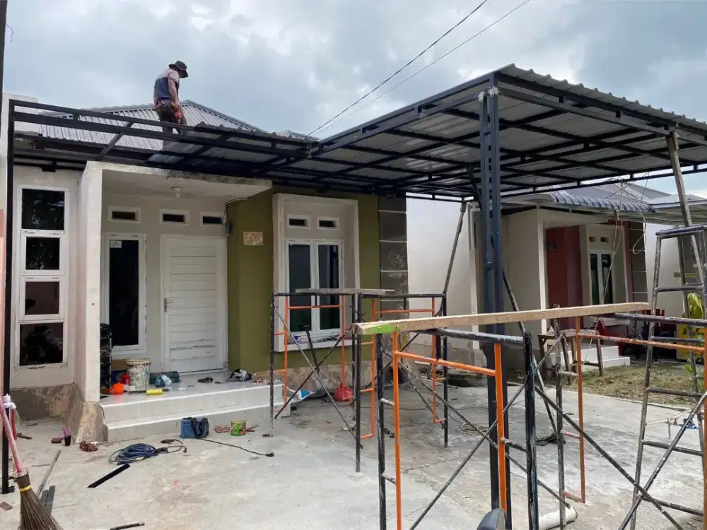 Pemasangan kanopi ragka baja ringan dll