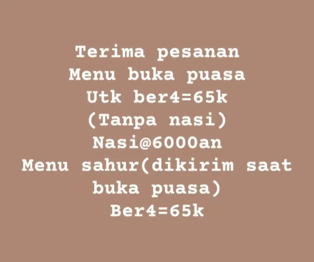 Paket menu untuk ber4