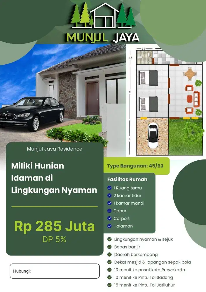 Dijual Rumah dan Tanah Kavling di Jl. Munjul Jaya, Purwakarta