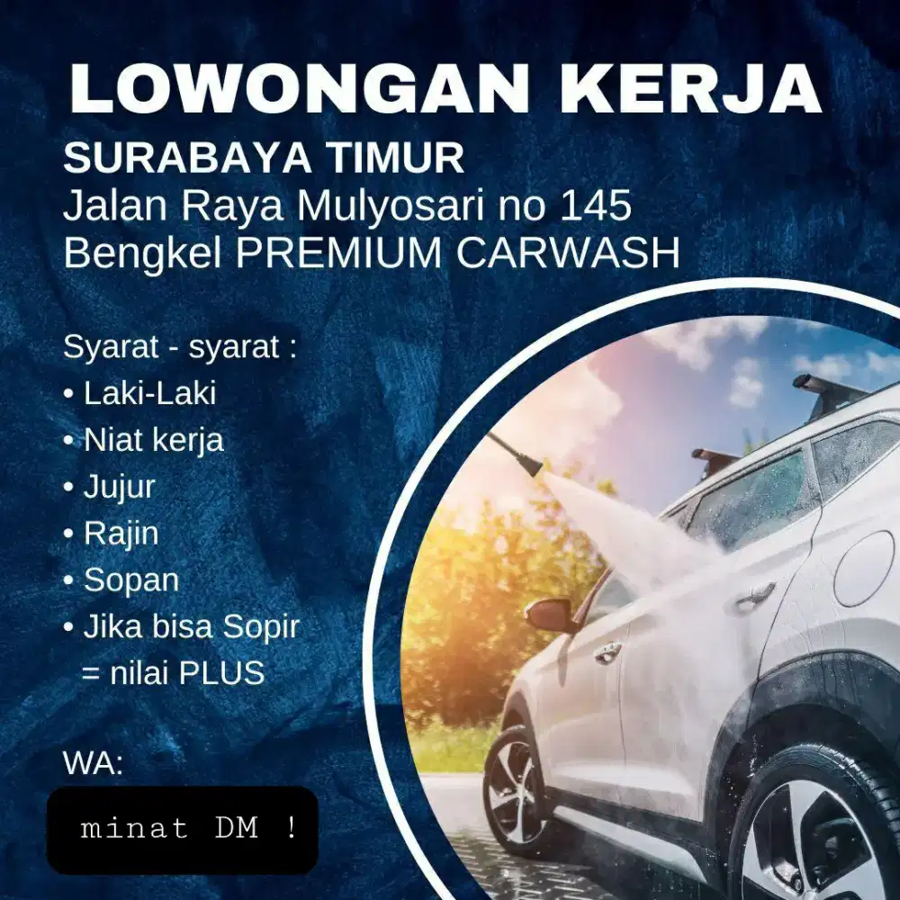 Lowongan kerja cuci mobil pekerjaan carwash
